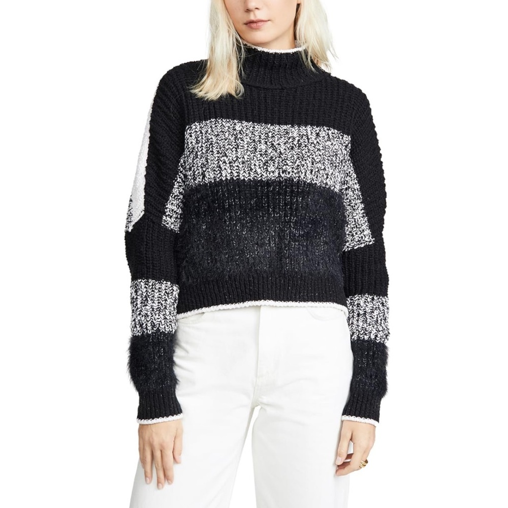 Free People Womens Sunbrite Marled Cable Knit Turtleneck Sweater